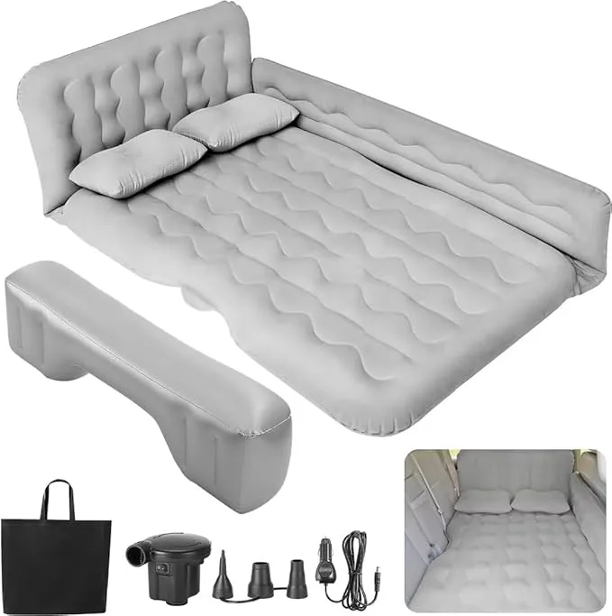 SUV Air Mattress Car - Thickened X Inflatable car air Mattress Back seat for Sleeping Pad, Car Mattress Back Portable Integrated SUV Camping Bed with 2-in-1 Air Pump, Pillows X Carry Bag