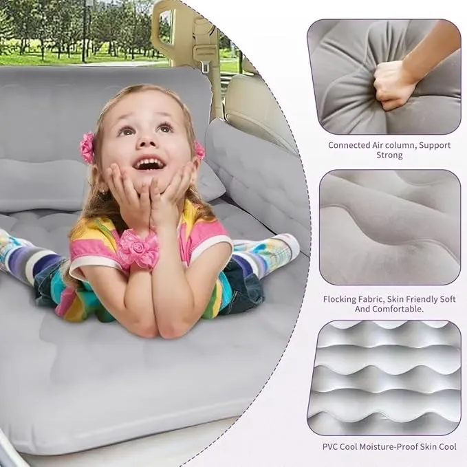 SUV Air Mattress Car - Thickened X Inflatable car air Mattress Back seat for Sleeping Pad, Car Mattress Back Portable Integrated SUV Camping Bed with 2-in-1 Air Pump, Pillows X Carry Bag
