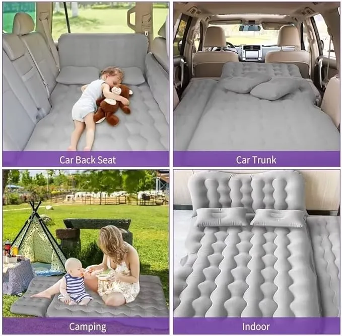 SUV Air Mattress Car - Thickened X Inflatable car air Mattress Back seat for Sleeping Pad, Car Mattress Back Portable Integrated SUV Camping Bed with 2-in-1 Air Pump, Pillows X Carry Bag