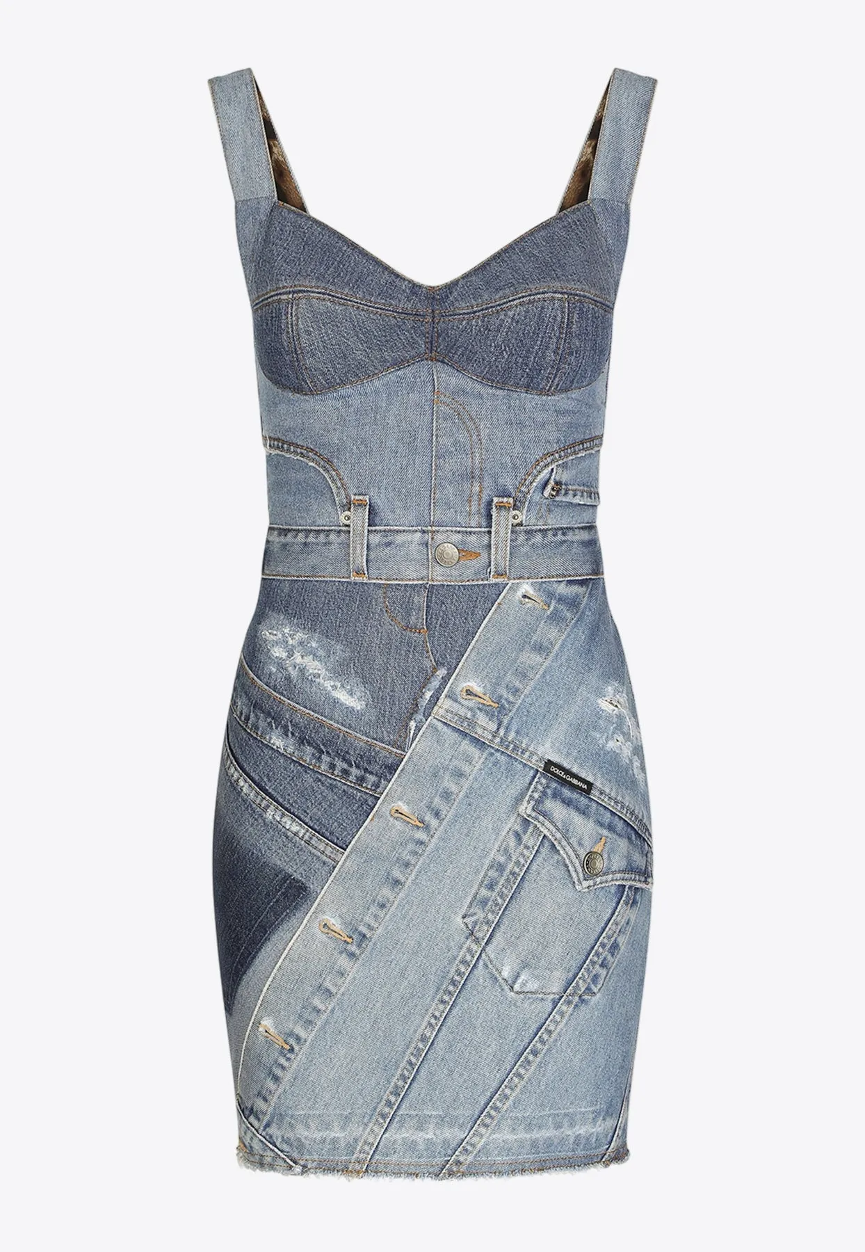 Sweetheart Neckline Denim Mini Dress