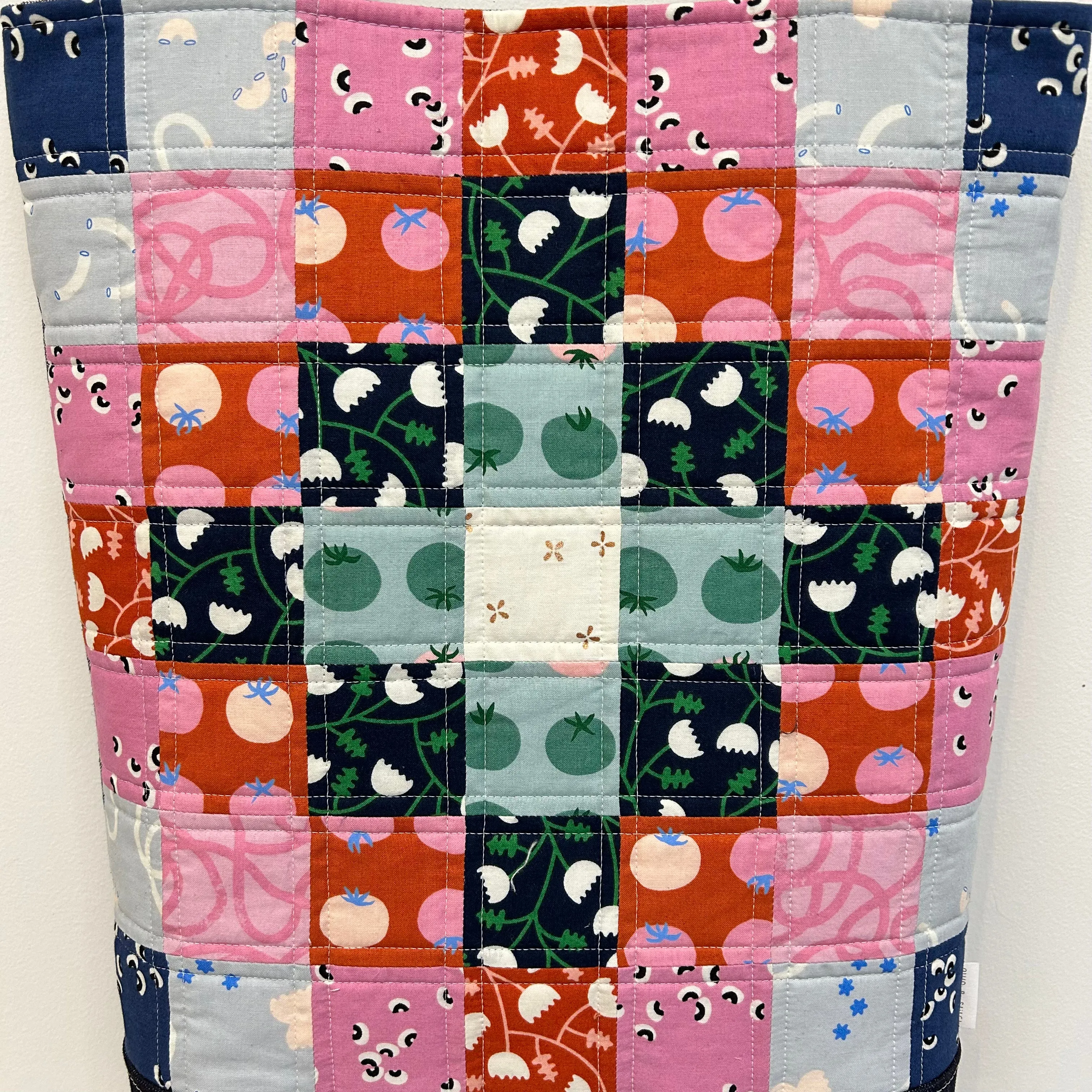 Tall Quilted "Tomato Tomahto" Patchwork Tote