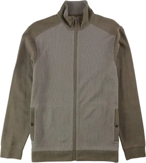 Tasso Elba Mens Jacquard Textured Knit Jacket, Brown, X-Large