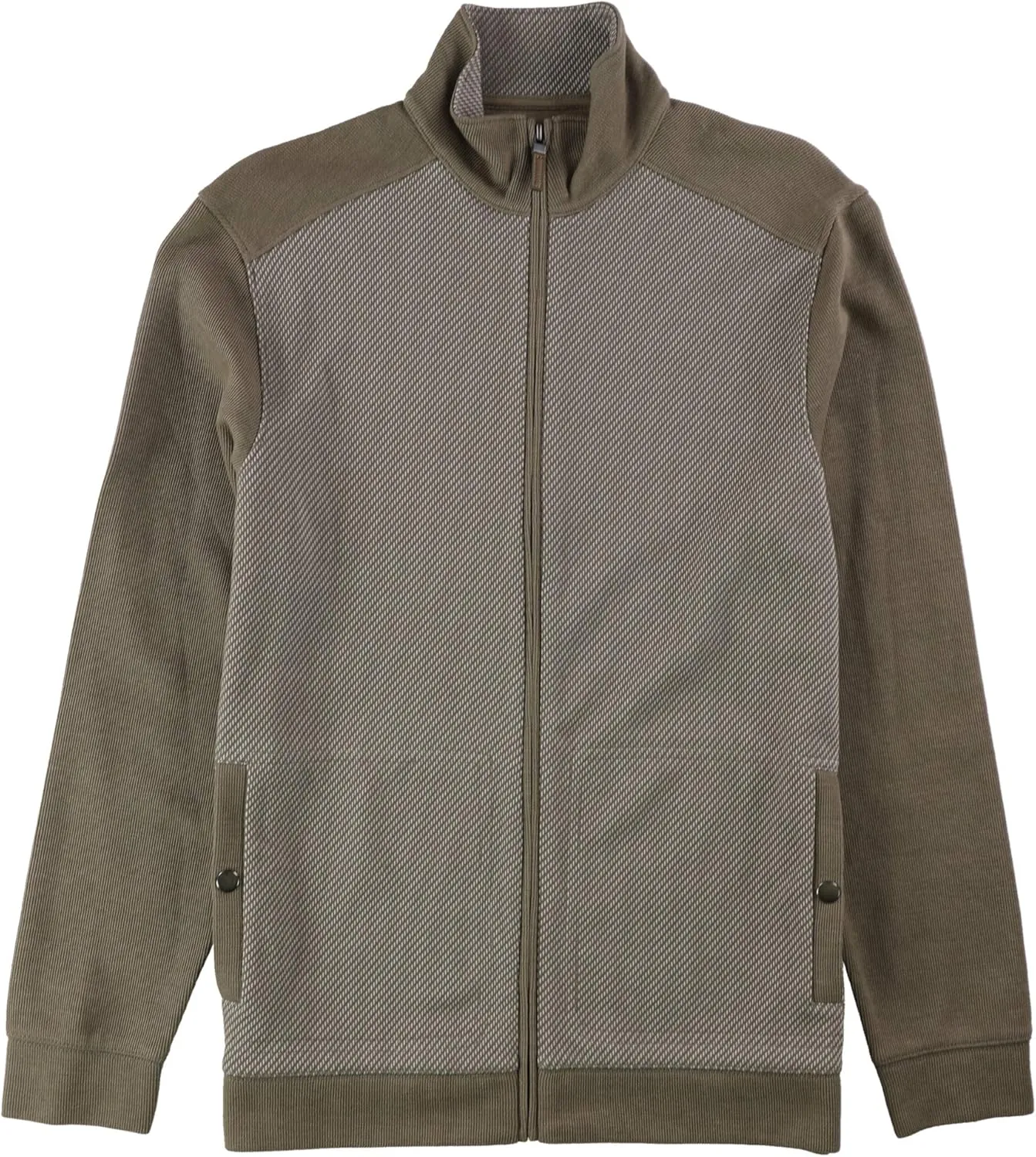 Tasso Elba Mens Jacquard Textured Knit Jacket, Brown, X-Large