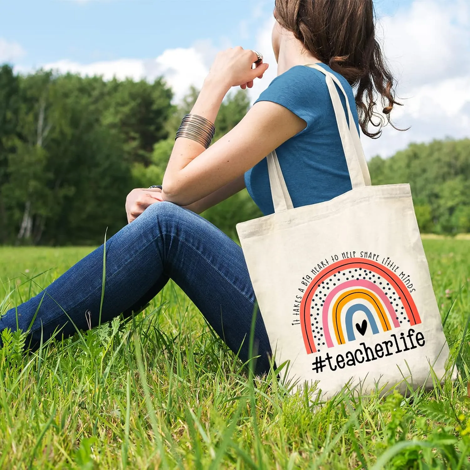Teacher Appreciation Gifts School Canvas Tote Bags Aesthetic Travel Beach Bag Summer Reusable Grocery Shopping Bag