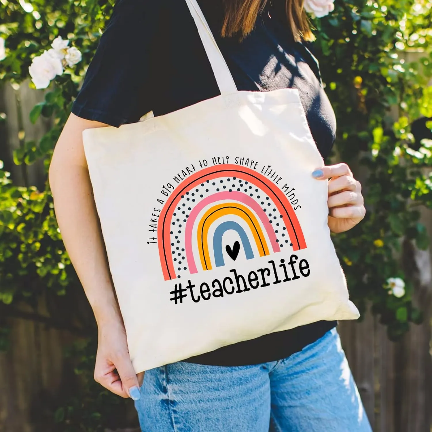Teacher Appreciation Gifts School Canvas Tote Bags Aesthetic Travel Beach Bag Summer Reusable Grocery Shopping Bag