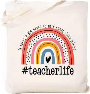 Teacher Appreciation Gifts School Canvas Tote Bags Aesthetic Travel Beach Bag Summer Reusable Grocery Shopping Bag