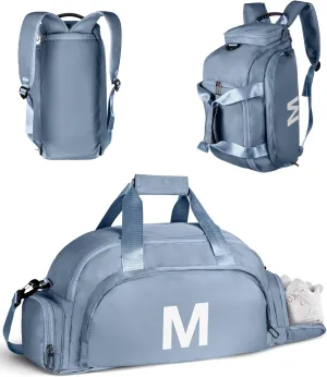 Teenage Gifts Idea, Initial Gym Bags with Shoe Compartment, Personalized Girl Duffel Bag, Monogram Kid Present Overnight Bags, Teen Weekend Bag Perfect for Travel (Letter M)