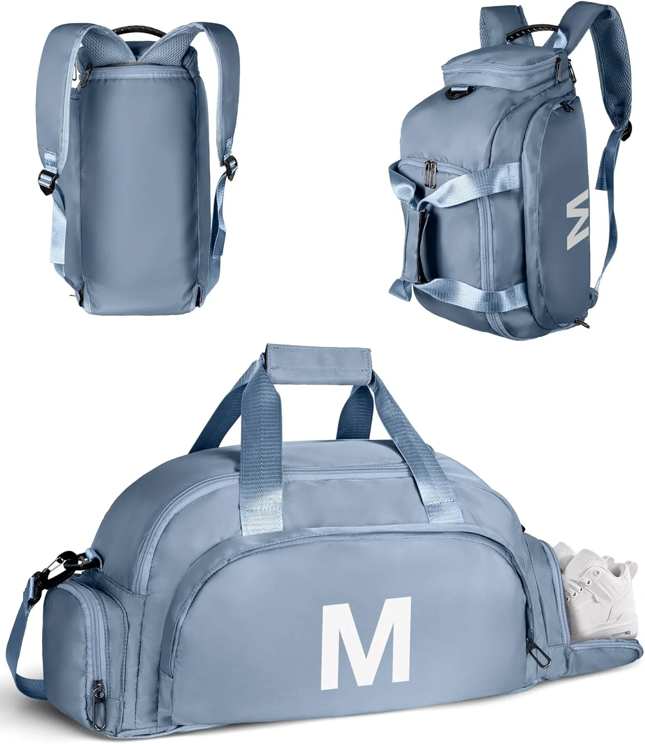 Teenage Gifts Idea, Initial Gym Bags with Shoe Compartment, Personalized Girl Duffel Bag, Monogram Kid Present Overnight Bags, Teen Weekend Bag Perfect for Travel (Letter M)