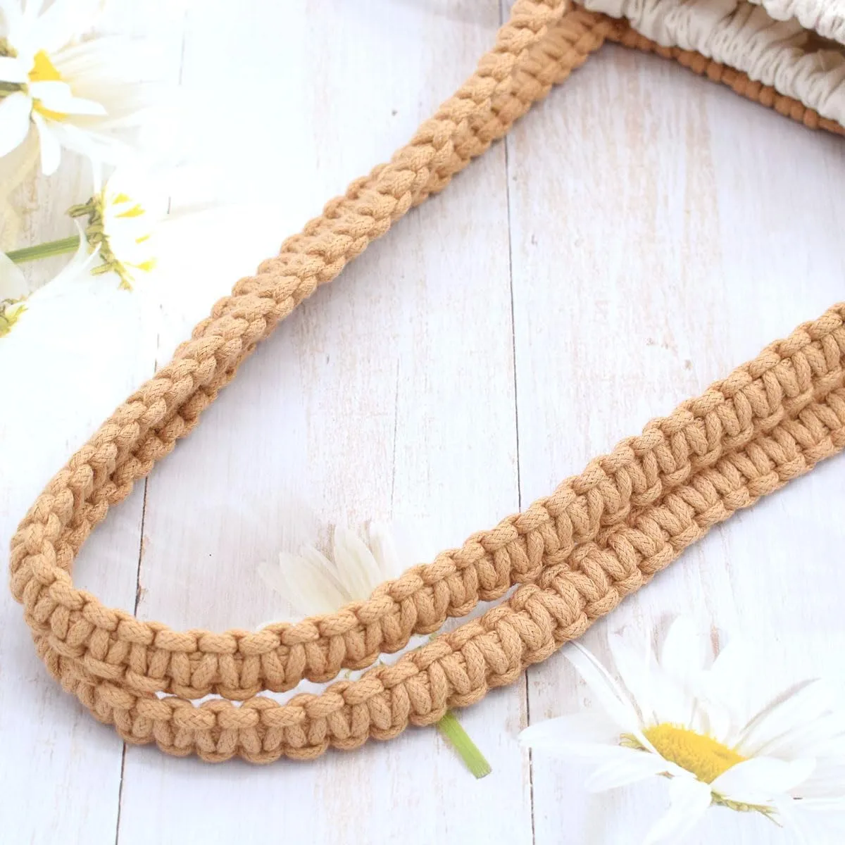 TeeYee Boho Crochet Summer Handbag Handmade Cotton Rope Knit Shoulder Bags for Women Bohemia Tote for Travel