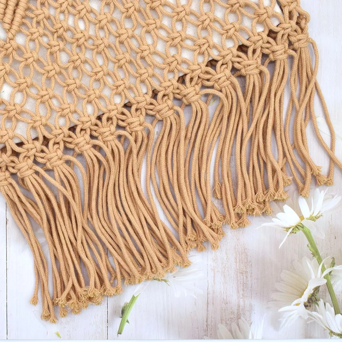 TeeYee Boho Crochet Summer Handbag Handmade Cotton Rope Knit Shoulder Bags for Women Bohemia Tote for Travel