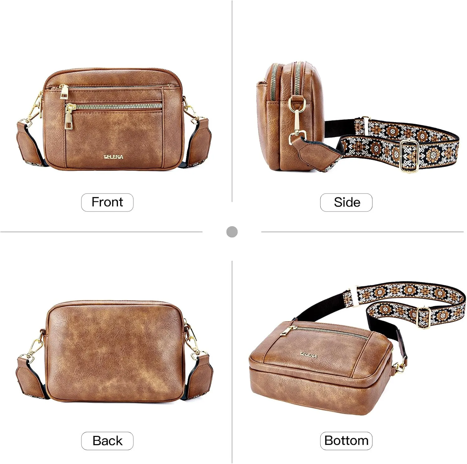 Telena Crossbody Purse for Women Small Crossbody Bags Trendy Vegan Leather with Adjustable Shoulder Strap