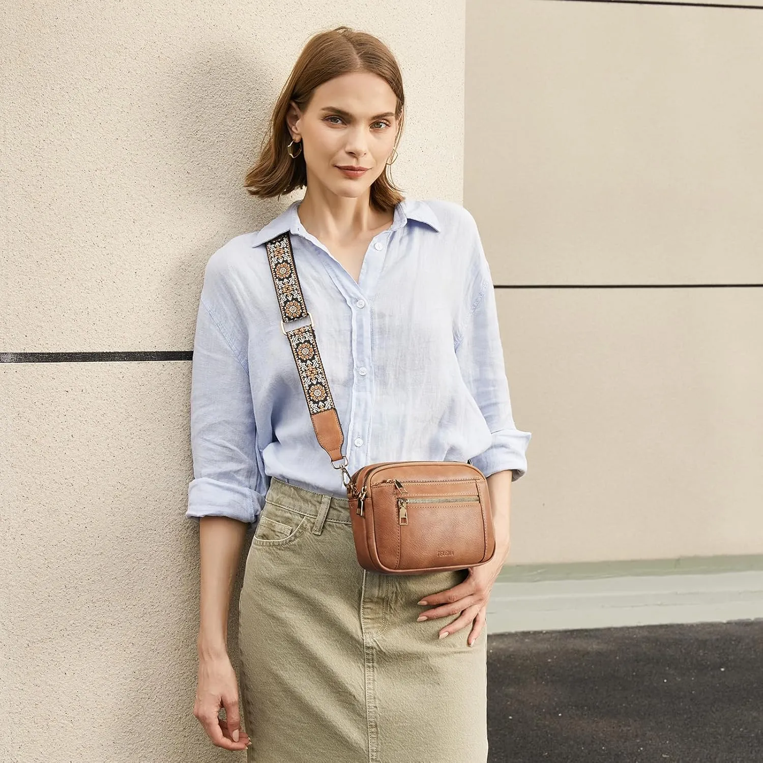 Telena Crossbody Purse for Women Small Crossbody Bags Trendy Vegan Leather with Adjustable Shoulder Strap