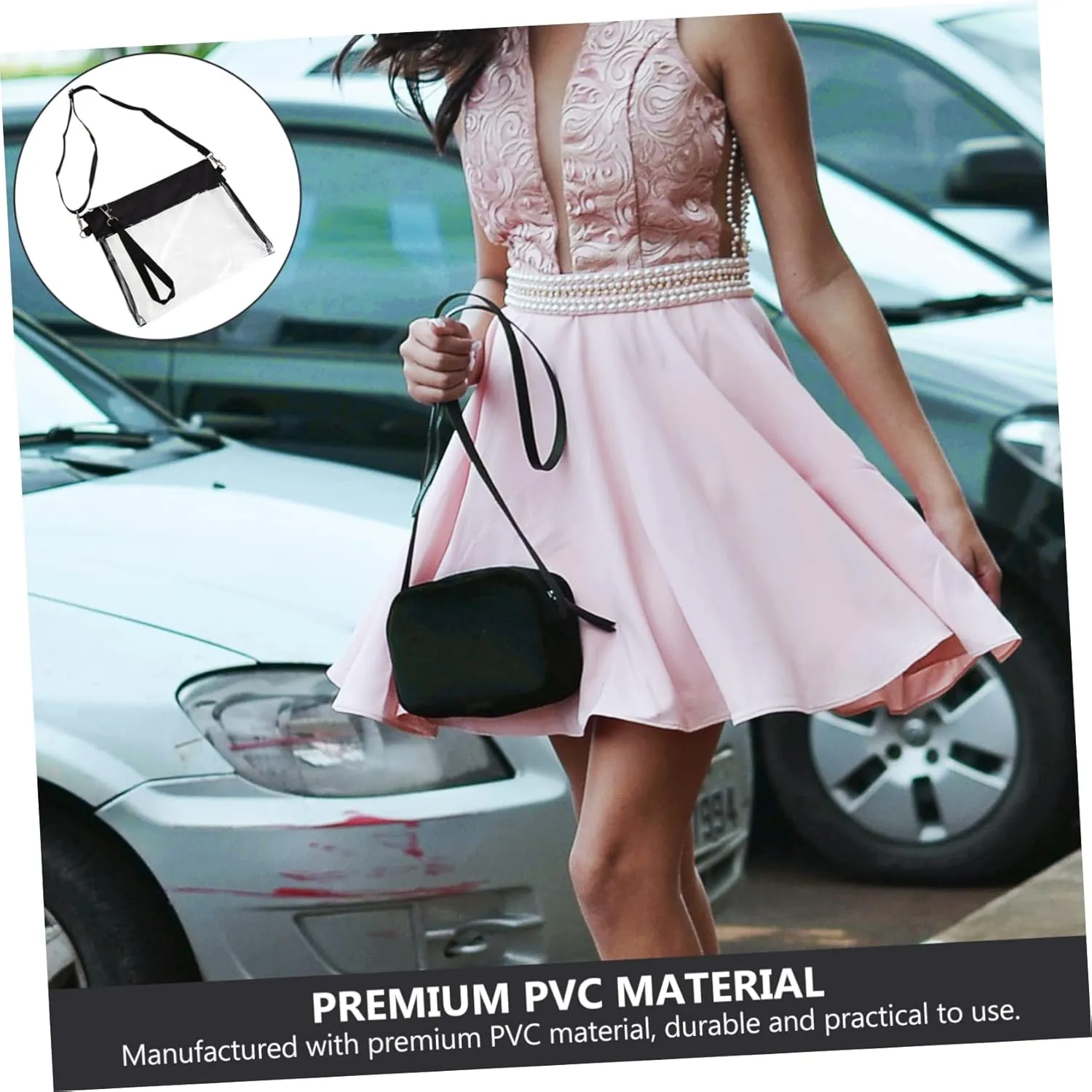 TENDYCOCO 2pcs Transparent Messenger Bag Handbags for Girls Shopping Tote Clear Bag Crossbody Clear Purse