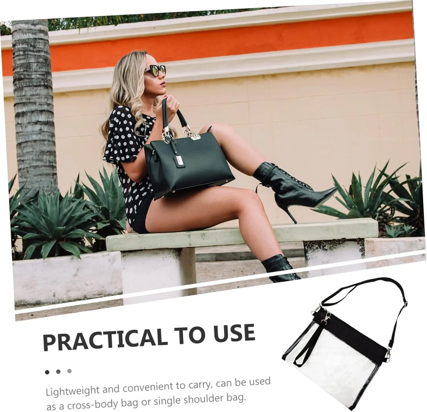 TENDYCOCO 2pcs Transparent Messenger Bag Handbags for Girls Shopping Tote Clear Bag Crossbody Clear Purse