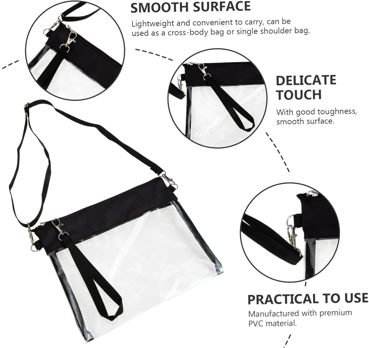 TENDYCOCO 2pcs Transparent Messenger Bag Handbags for Girls Shopping Tote Clear Bag Crossbody Clear Purse