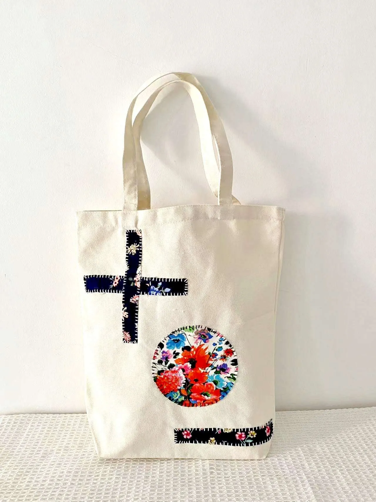 Textured Cotton Patch Tote