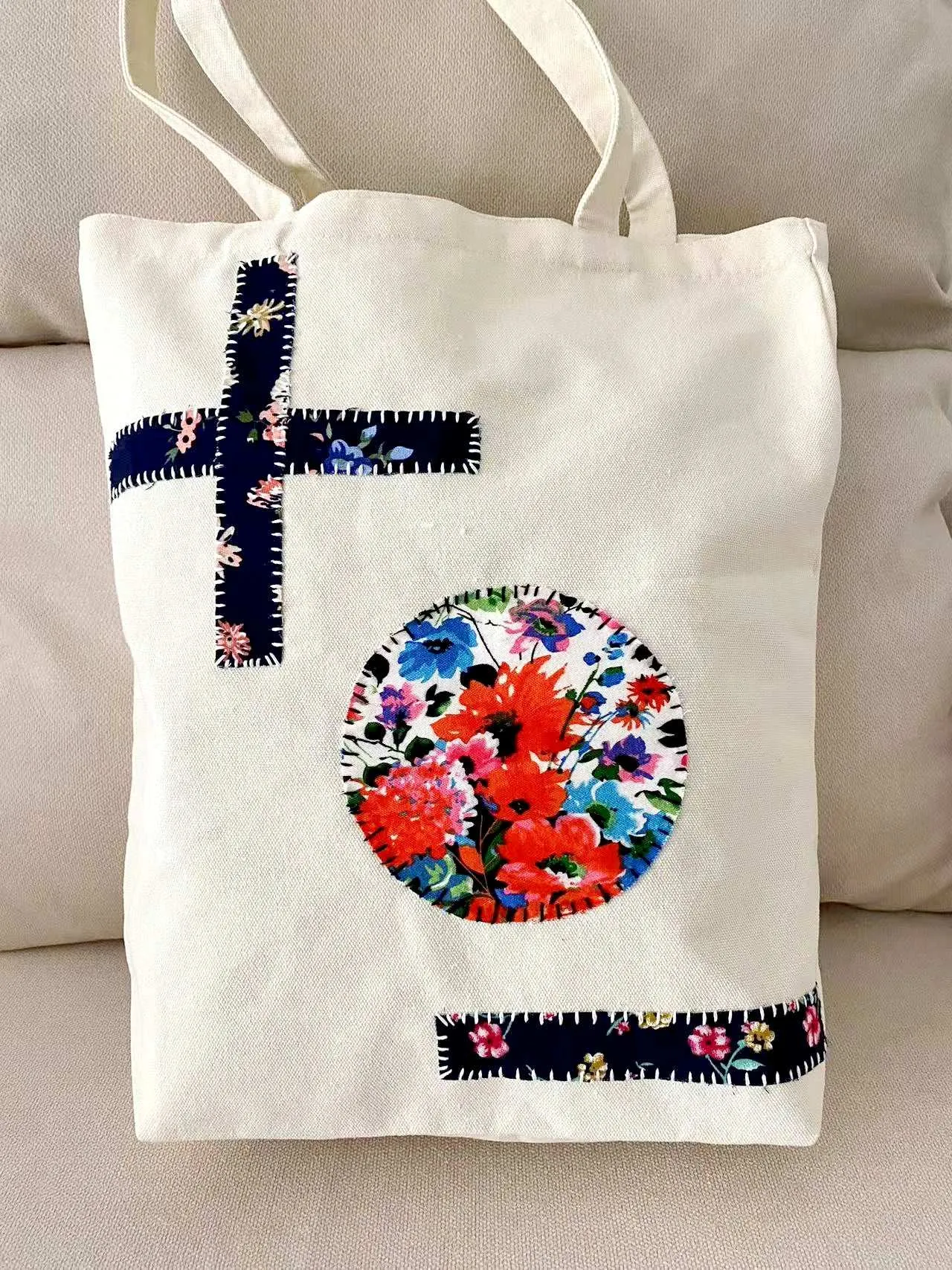 Textured Cotton Patch Tote