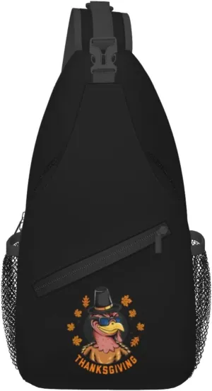 Thanksgiving Turkeys Wear Sunglasses And Hats Crossbody Bags For Women Men Chest Backpack Gym Shoulder Bag Travel Outdoor Sports Casual Crossbody Bags
