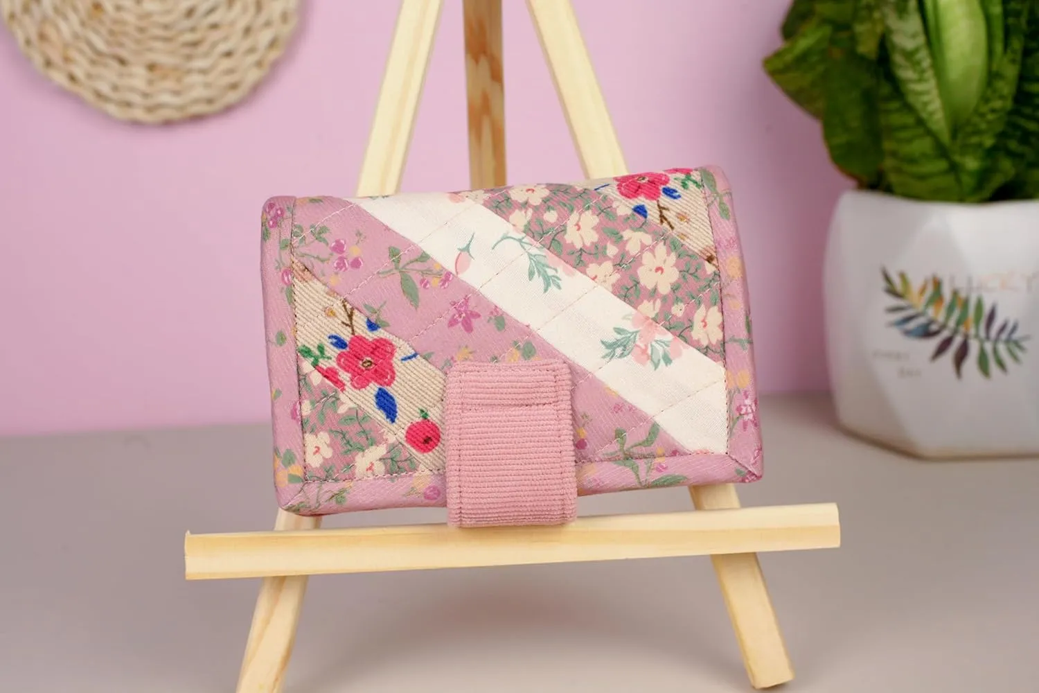 THE ARTISAN'S WHISPER Handmade Womens Wallet, Fabric Bifold Wallet, Floral Two Pocket Wallet, Credit Card Holder, Womens Purse, Hand Sewing Wallet, Gifts For Her (Mulbery)
