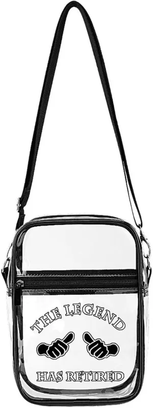 The Legend Has Retired Cute Crossbody Purses Unisex Transparent Shoulder Bag Adjustable Strap Handbag