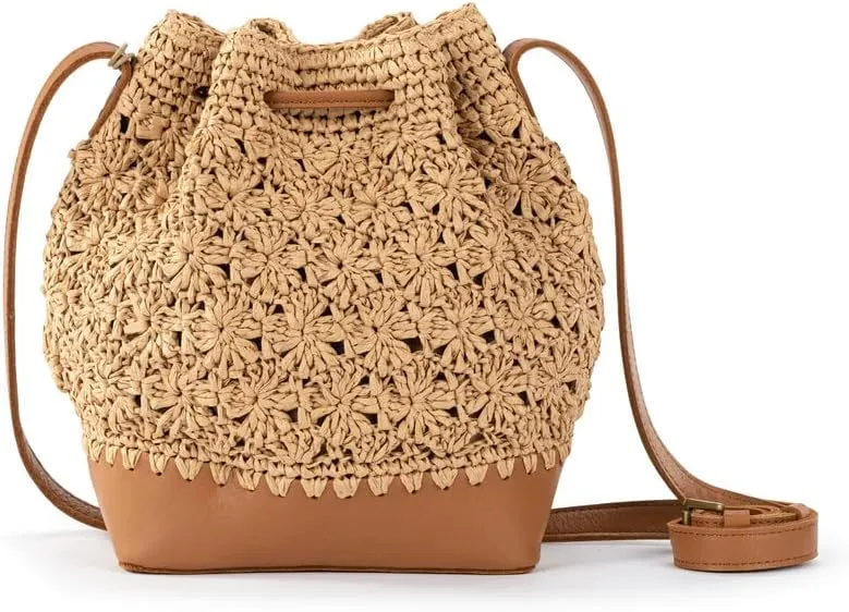 The Sak Ivy Drawstring Bucket Bag in Leather, Convertible Purse with Crossbody Strap