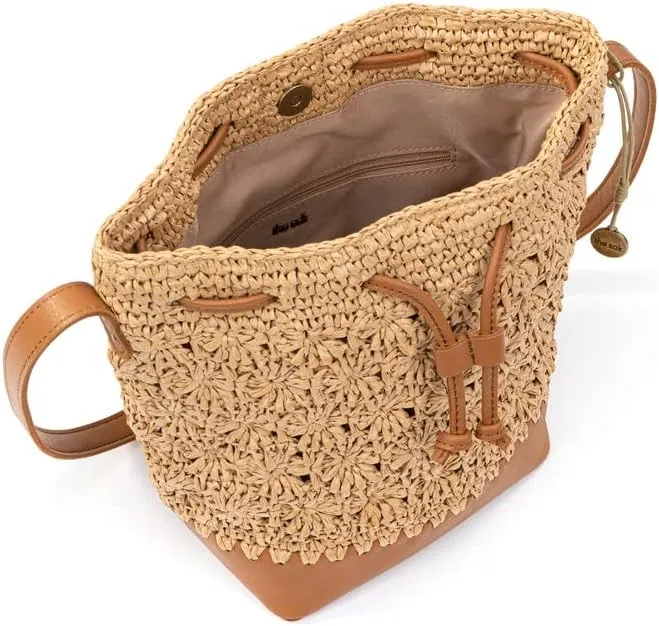 The Sak Ivy Drawstring Bucket Bag in Leather, Convertible Purse with Crossbody Strap