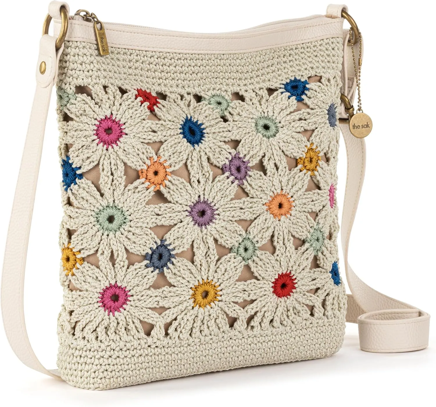 The Sak Lucia Crossbody Purse - Hand Crochet Women's Handbag for Everyday & Travel - Cross Body Bag With Zipper Pockets
