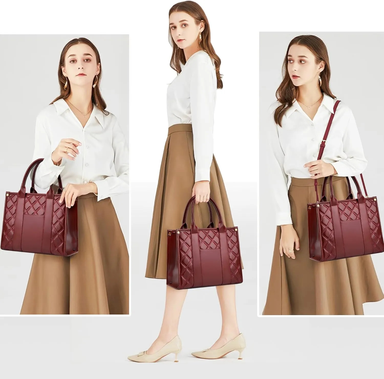 The Tote Bag Crossbody Purses for Women Shoulder Bag Handbags PU Leather Top Handle Bags with zipper