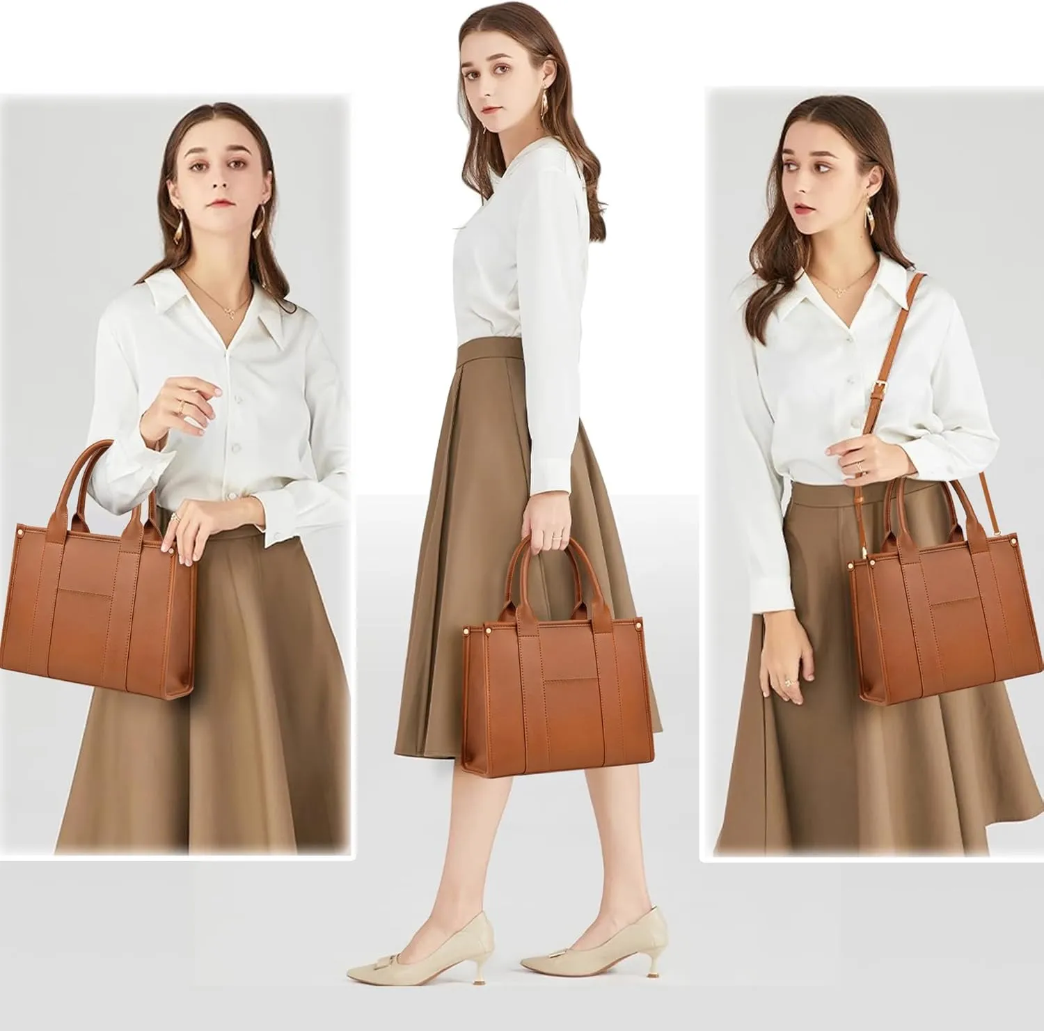 The Tote Bag Crossbody Purses for Women Shoulder Bag Handbags PU Leather Top Handle Bags with zipper