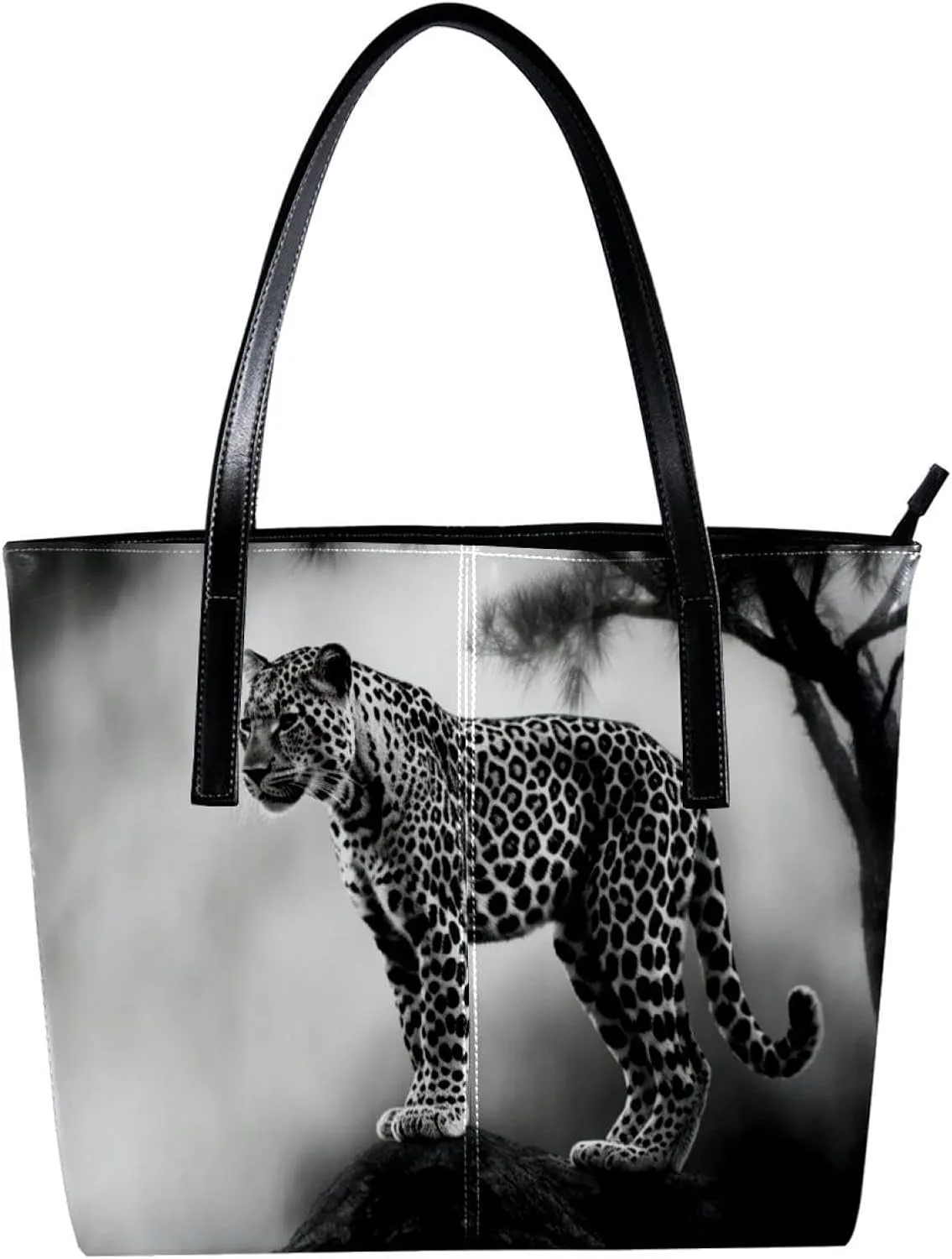 The Tote Bag For Women,Bags For Women,Reusable Shopping Bags,Black Gray Fog Leopard Handbags