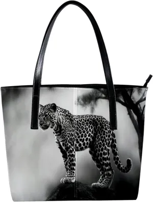 The Tote Bag For Women,Bags For Women,Reusable Shopping Bags,Black Gray Fog Leopard Handbags