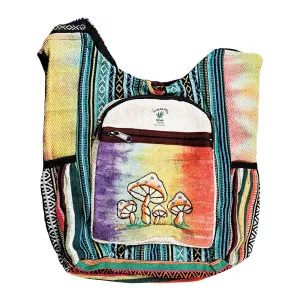 ThreadHeads Himalayan Hemp Tie Dye Mushroom Patchwork Shoulder Bag | 17" x 15"