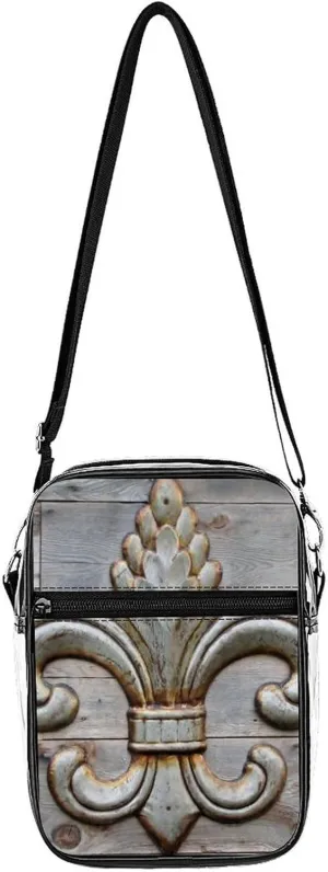 Tin Fleur-de-lis Detail Clear Crossbody Bag Stadium Bag Adjustable Side Shoulder Bags Messenger Bag with 2 Compartments