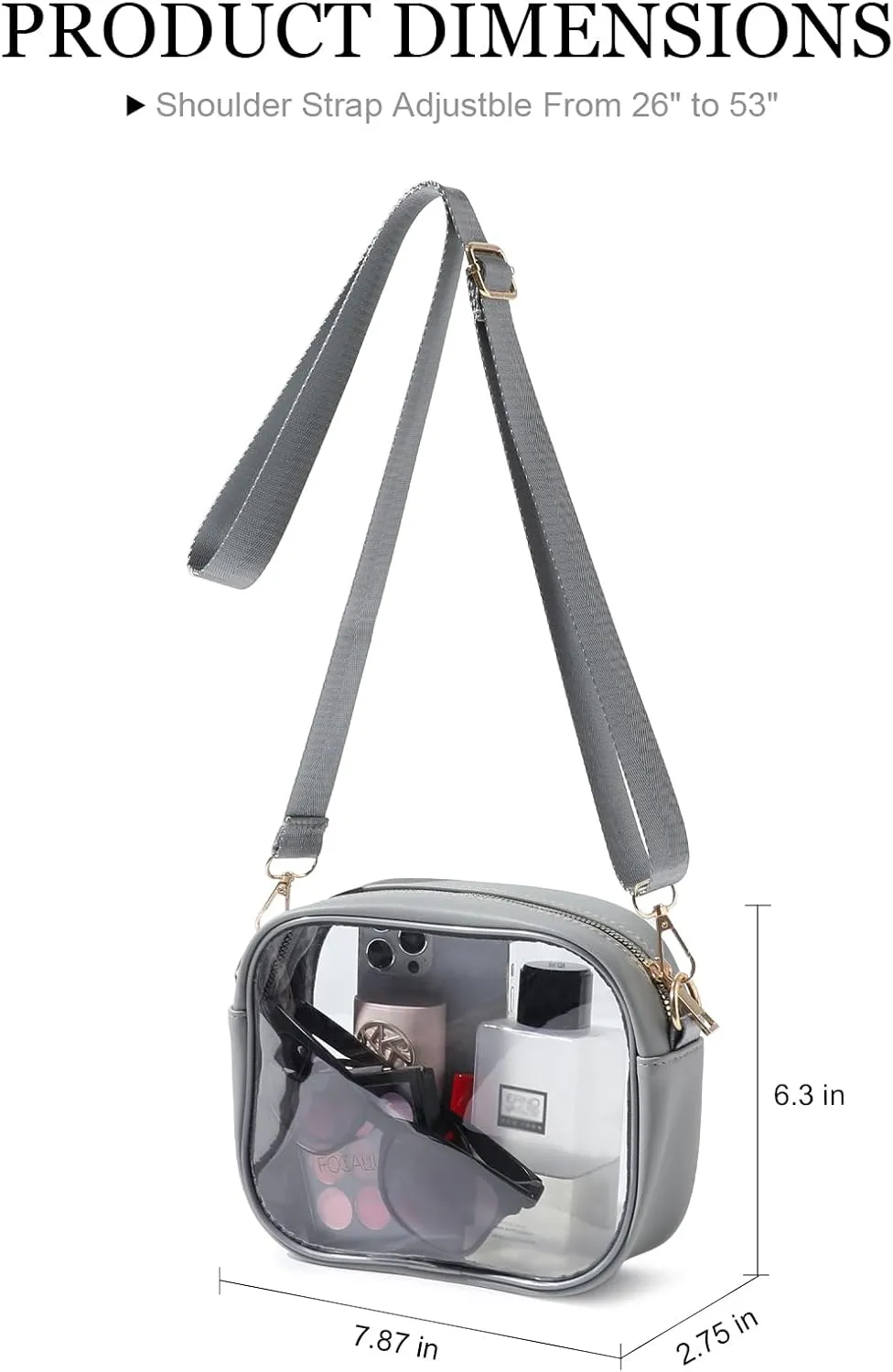 TOBVZOO Clear Bag Stadium Approved, Crossbody Transparent Bag for Concerts Sports Events, Purses for Men & Women