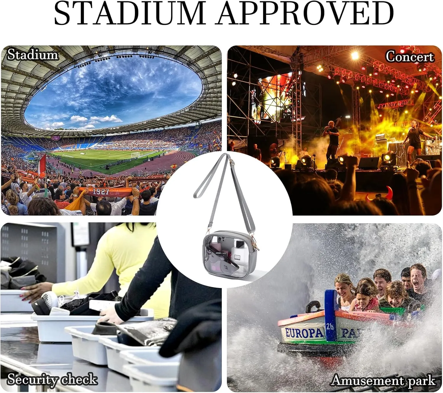 TOBVZOO Clear Bag Stadium Approved, Crossbody Transparent Bag for Concerts Sports Events, Purses for Men & Women