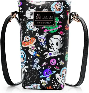 Tokidoki Small PVC Crossbody Purse, Button Cell Phone Bag Mini Shoulder Purse Wallet Smart Phone Pocket with Credit Card (Black)