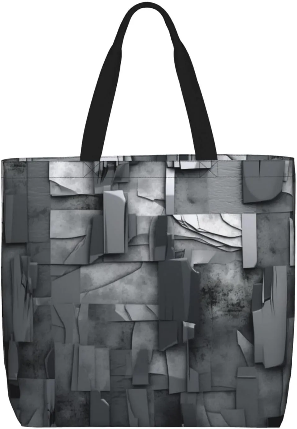 Tote Bag for Women Abstract Gray Shoulder Bag with Zipper Handbag Large Capacity Reusable Grocery Bag