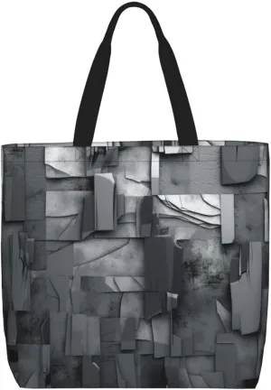 Tote Bag for Women Abstract Gray Shoulder Bag with Zipper Handbag Large Capacity Reusable Grocery Bag