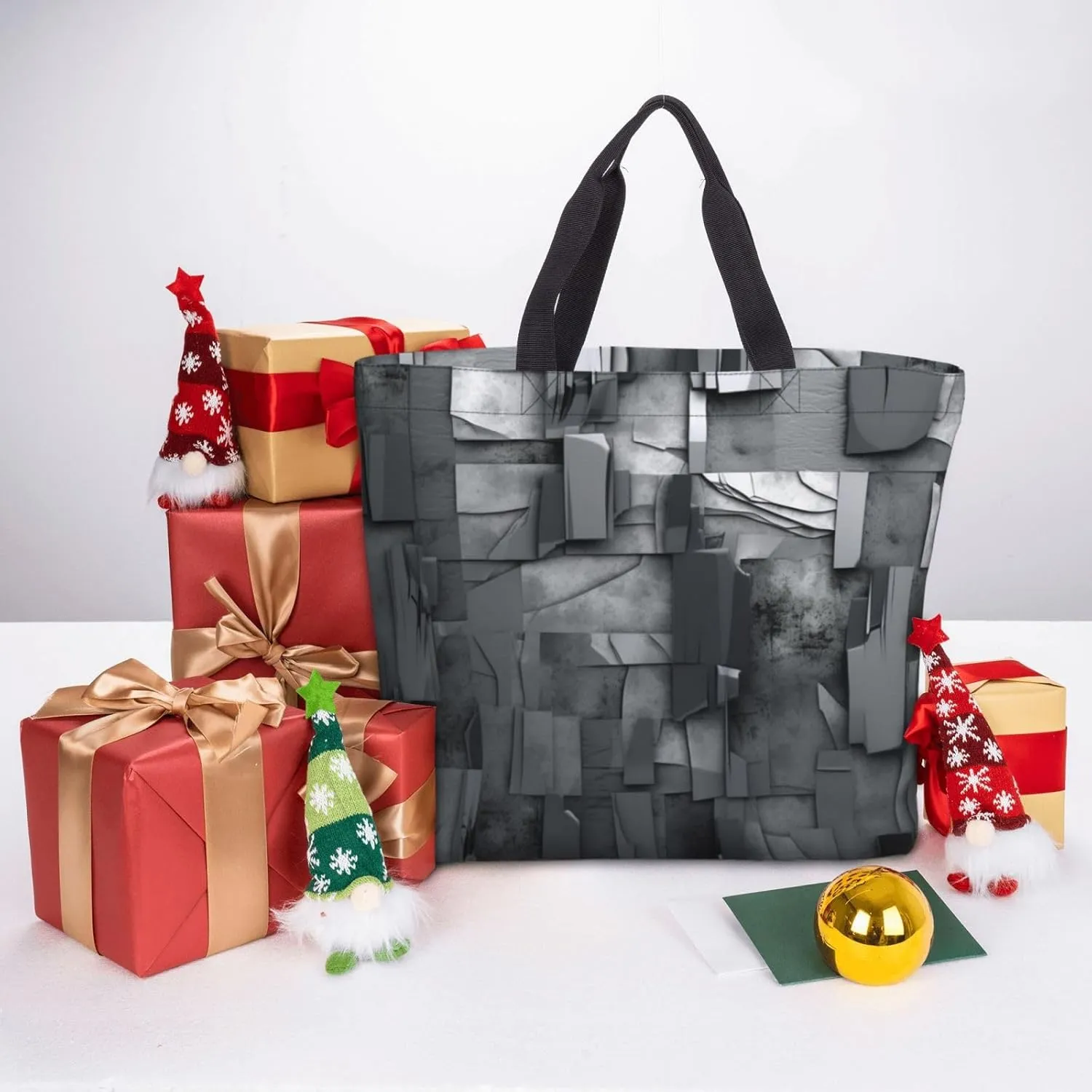 Tote Bag for Women Abstract Gray Shoulder Bag with Zipper Handbag Large Capacity Reusable Grocery Bag
