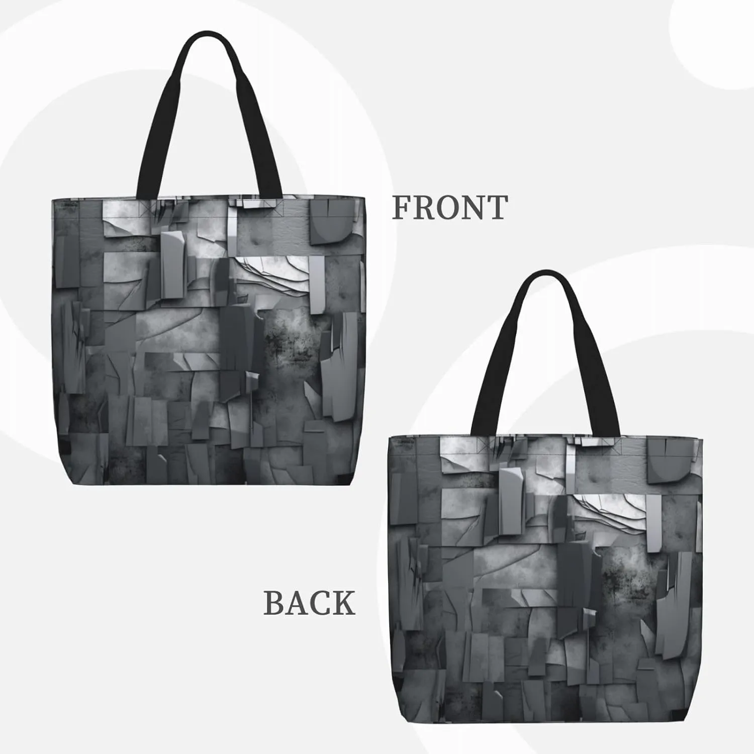 Tote Bag for Women Abstract Gray Shoulder Bag with Zipper Handbag Large Capacity Reusable Grocery Bag