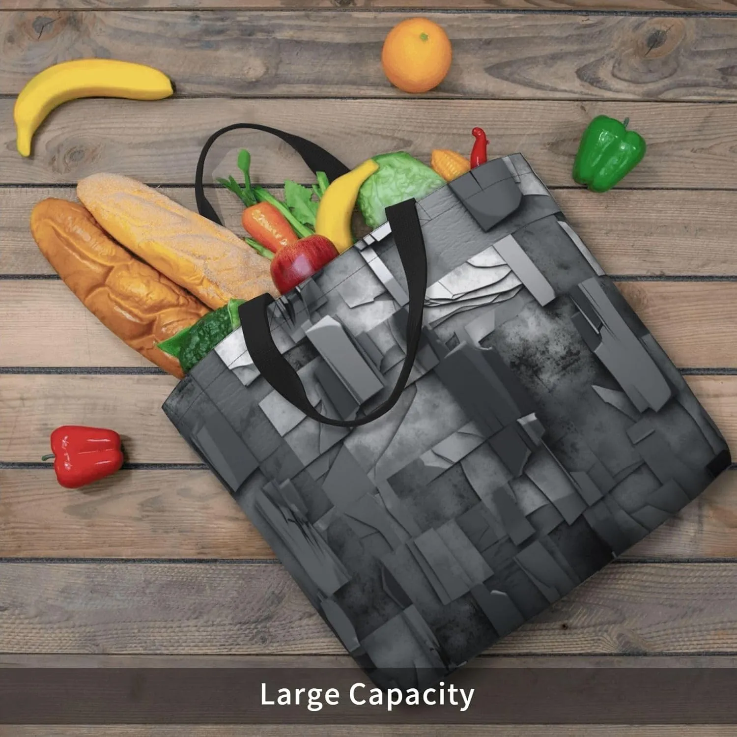 Tote Bag for Women Abstract Gray Shoulder Bag with Zipper Handbag Large Capacity Reusable Grocery Bag