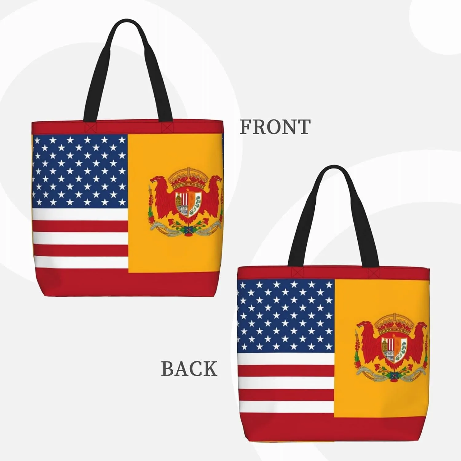 Tote Bag for Women American Spain Flag Shoulder Bag with Zipper Handbag Large Capacity Reusable Grocery Bag