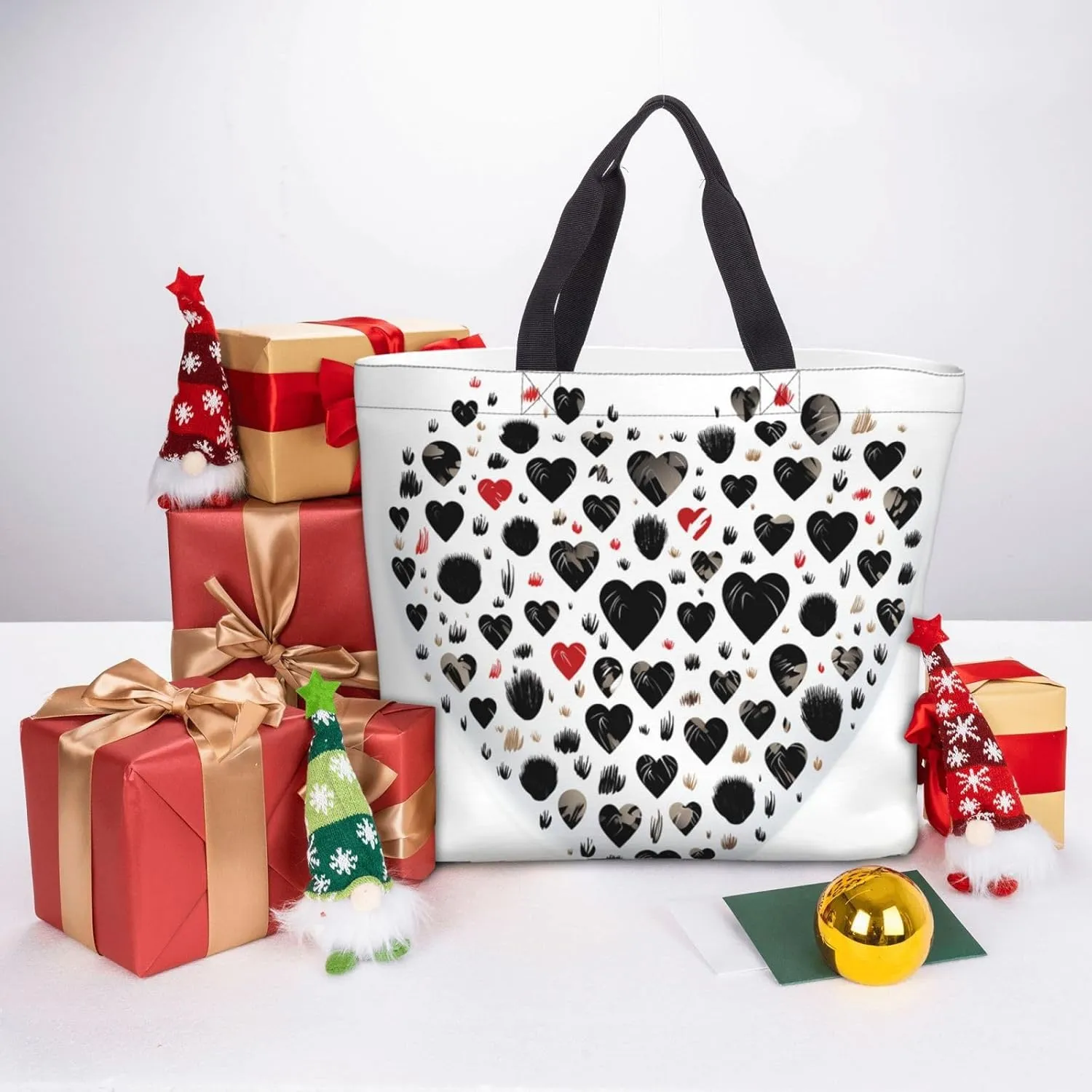 Tote Bag for Women Carefully Spelled with Love Shoulder Bag with Zipper Handbag Large Capacity Reusable Grocery Bag
