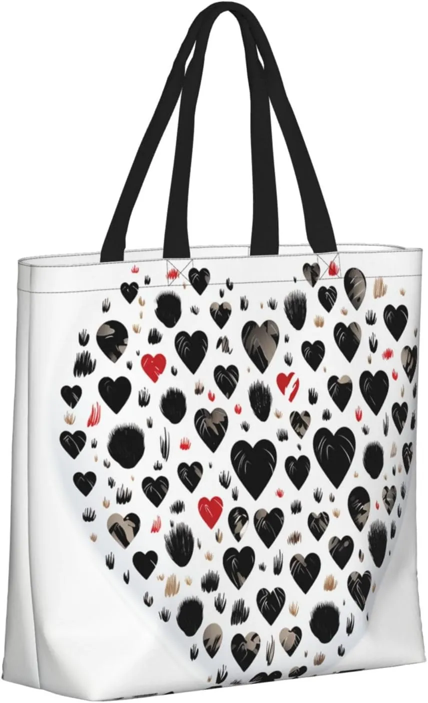 Tote Bag for Women Carefully Spelled with Love Shoulder Bag with Zipper Handbag Large Capacity Reusable Grocery Bag