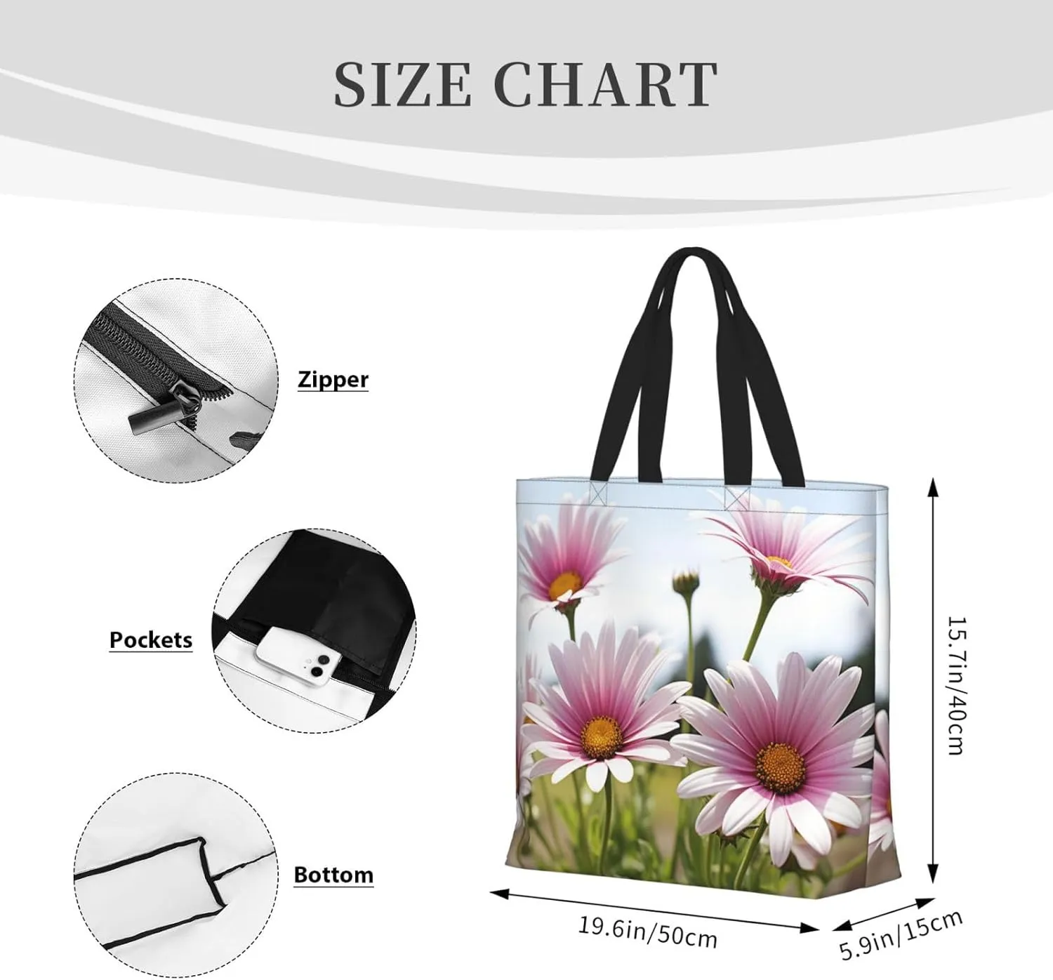 Tote Bag for Women Dolphin at dusk Shoulder Bag with Zipper Handbag Large Capacity Reusable Grocery Bag