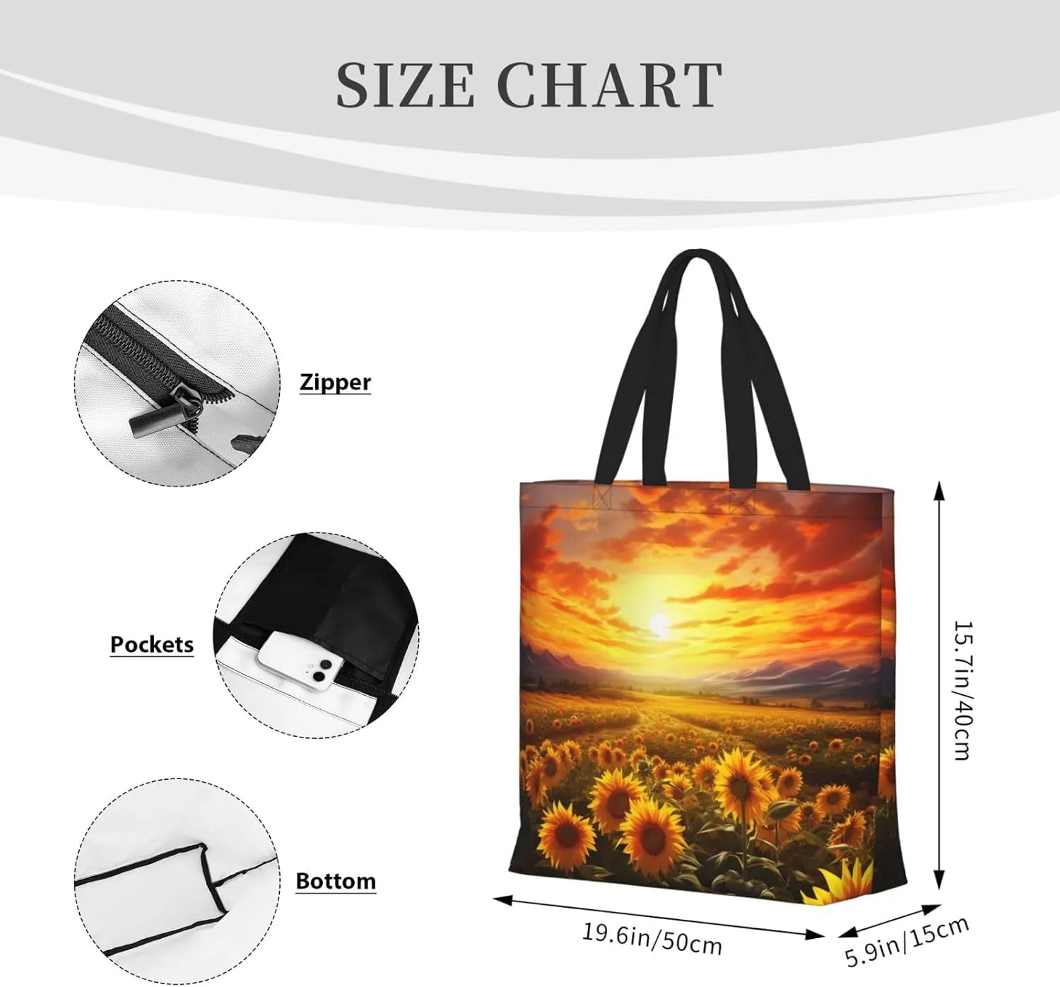 Tote Bag for Women Eagle Flag Shoulder Bag with Zipper Handbag Large Capacity Reusable Grocery Bag
