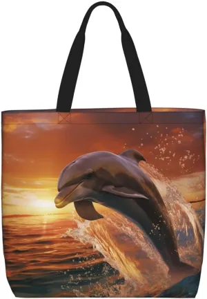 Tote Bag for Women Flowers and birds illustration Shoulder Bag with Zipper Handbag Large Capacity Reusable Grocery Bag