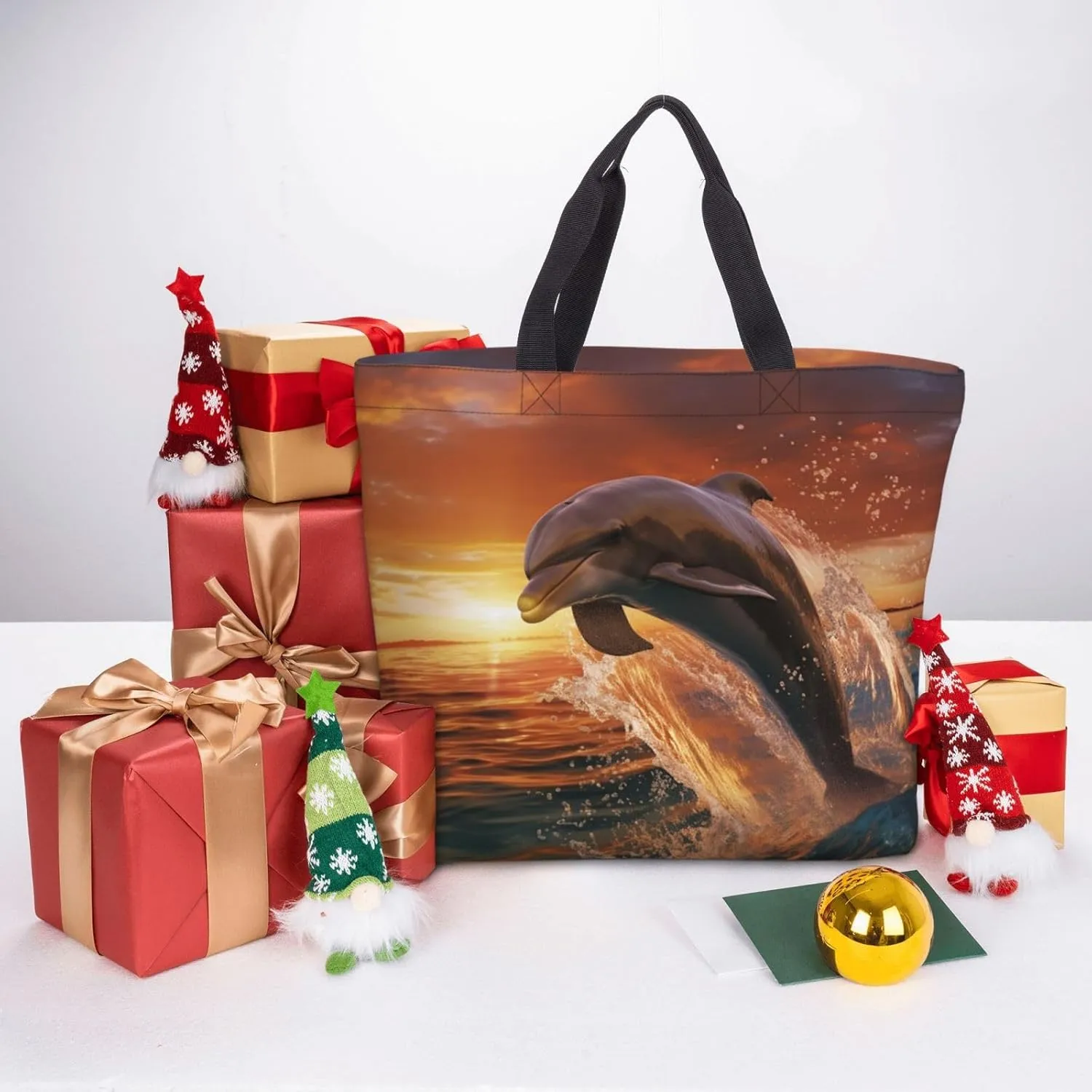 Tote Bag for Women Flowers and birds illustration Shoulder Bag with Zipper Handbag Large Capacity Reusable Grocery Bag