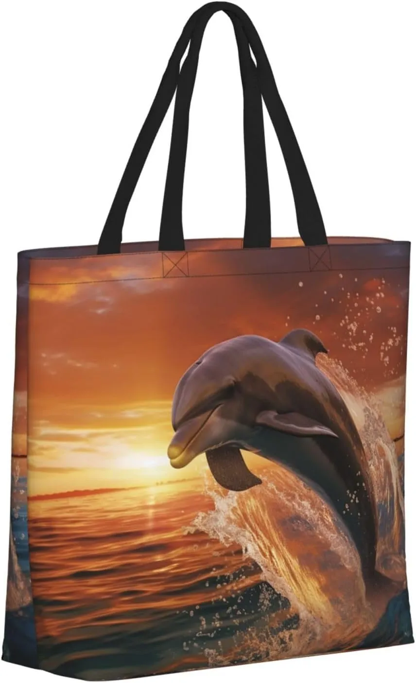 Tote Bag for Women Flowers and birds illustration Shoulder Bag with Zipper Handbag Large Capacity Reusable Grocery Bag