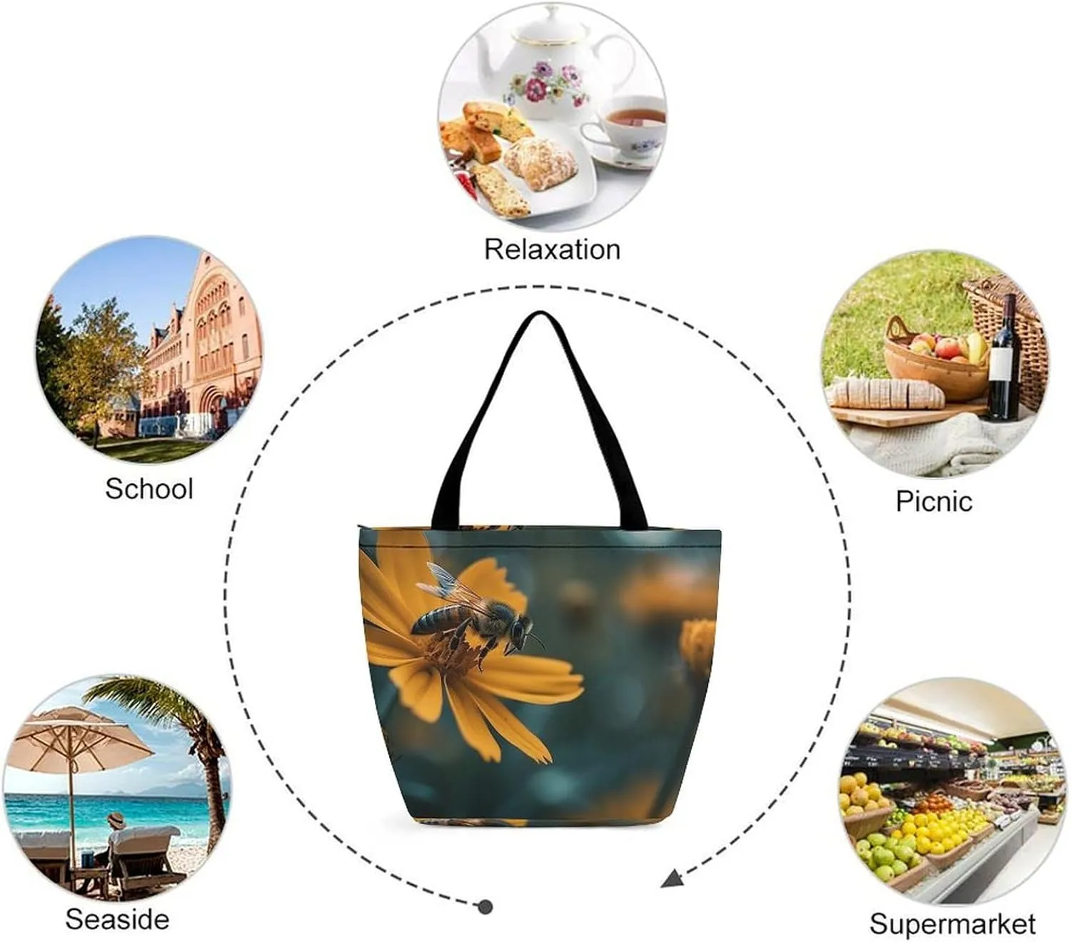 Tote Bag for Women Grocery Bag Christmas Gnome Foldable Shopping Bags Reusable Large Tote Bag